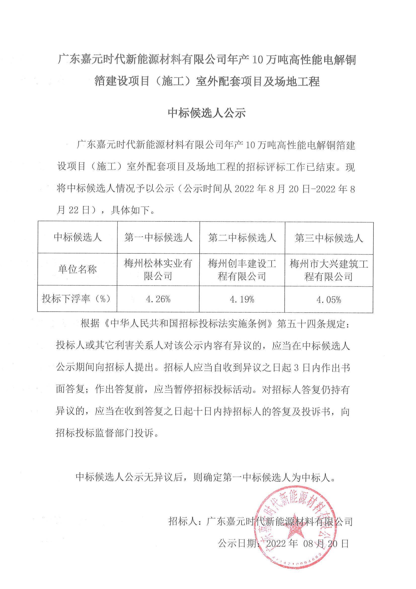 广东CG电子游戏时代新能源材料有限公司年产10万吨高性能电解铜箔建设项目（施工）室外配套项目及场地工程中标候选人公示_00.jpg